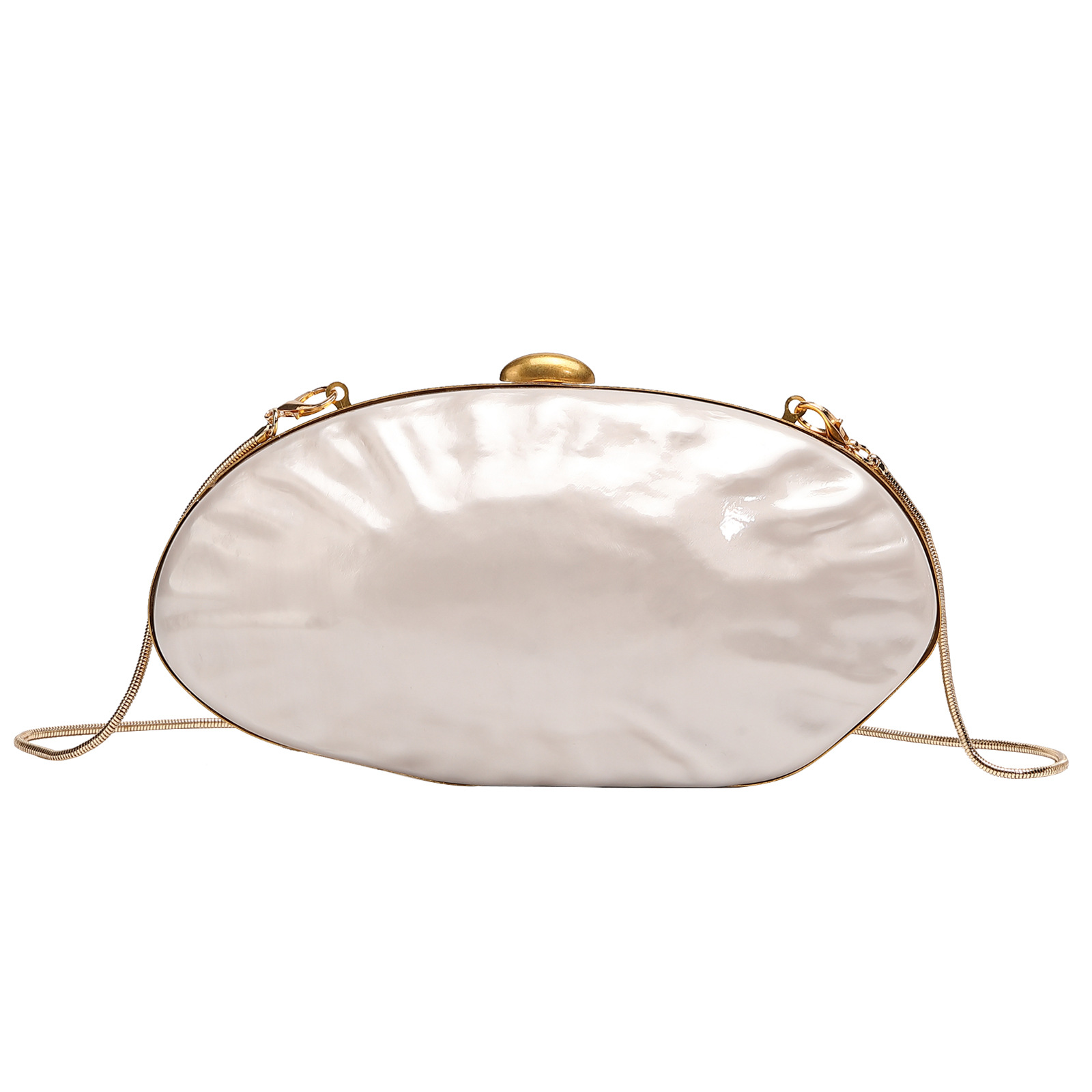 2025 New Shell Egg Acrylic Clutch Bag Evening Bag Banquet Party Evening Dress Bag Chain Women's Bag