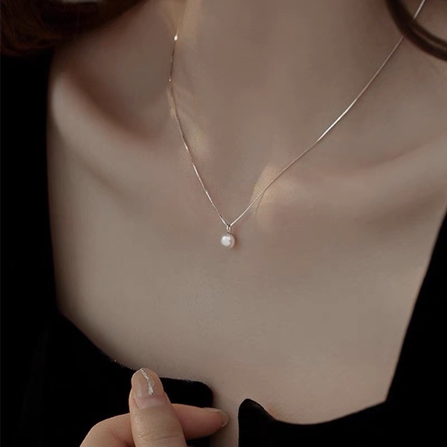 One pearl pendant natural freshwater pearl necklace for women 925 silver锁骨链 neck chain