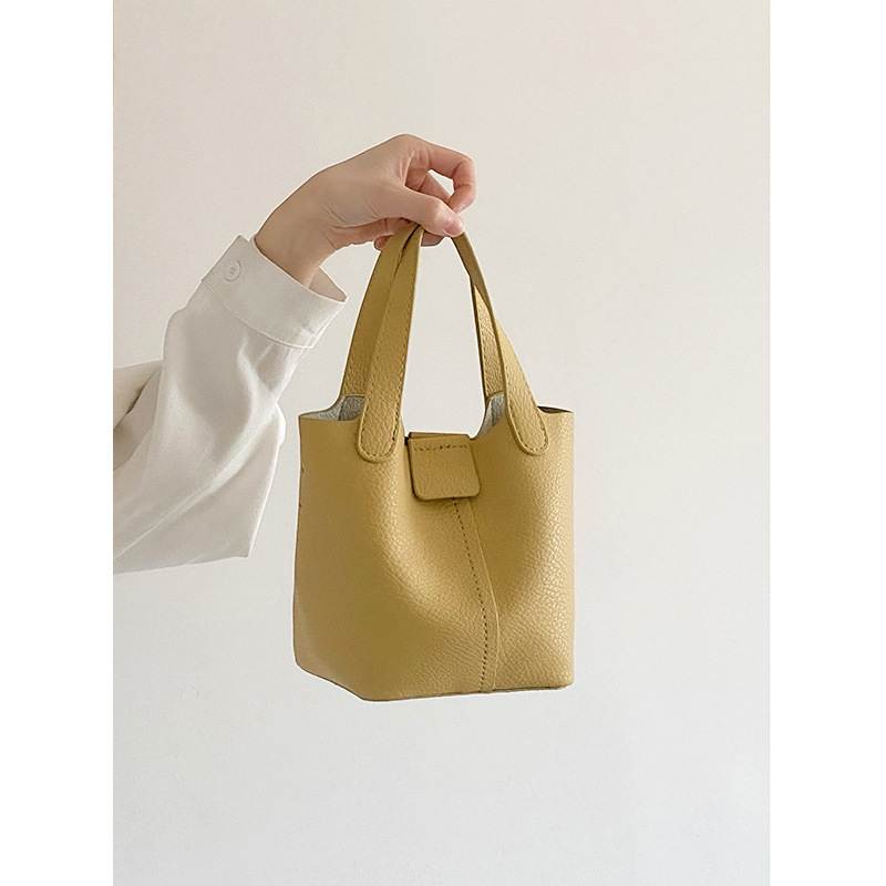 Women Bag PU Soft Leather Handheld Small Bag 2025 Summer New Casual Bucket Bag Single Shoulder Crossbody Bag