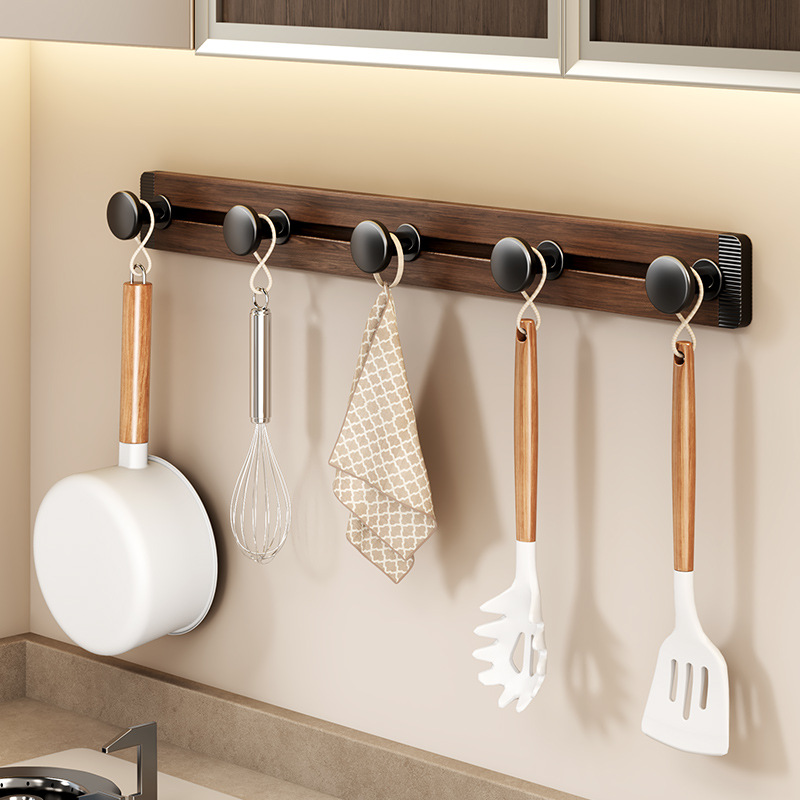 Kitchen Hooks: No-Drill Spatula Holder, Wall-Mounted Spoon and Spatula Rack, Hanging Rod, Hook Rack, Storage Rack, Coat Hooks
