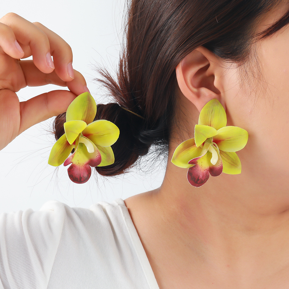 Exaggerated accessories butterfly orchid multi-layer earrings earring large flower summer vacation