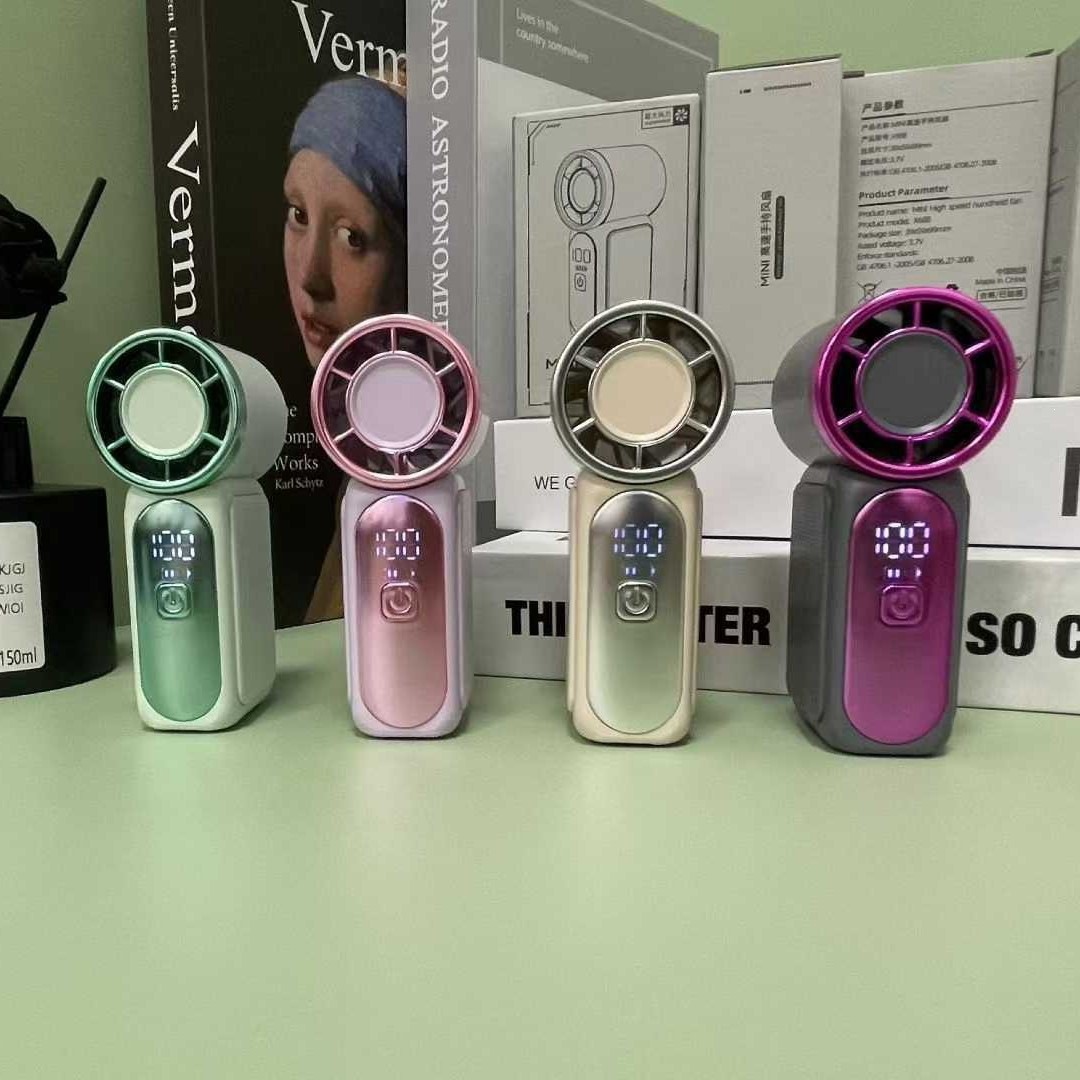 Digital Display Turbo Handheld Small Fan Portable USB Charging Strong Wind Outdoor Cooling Silent x688 Portable Fan