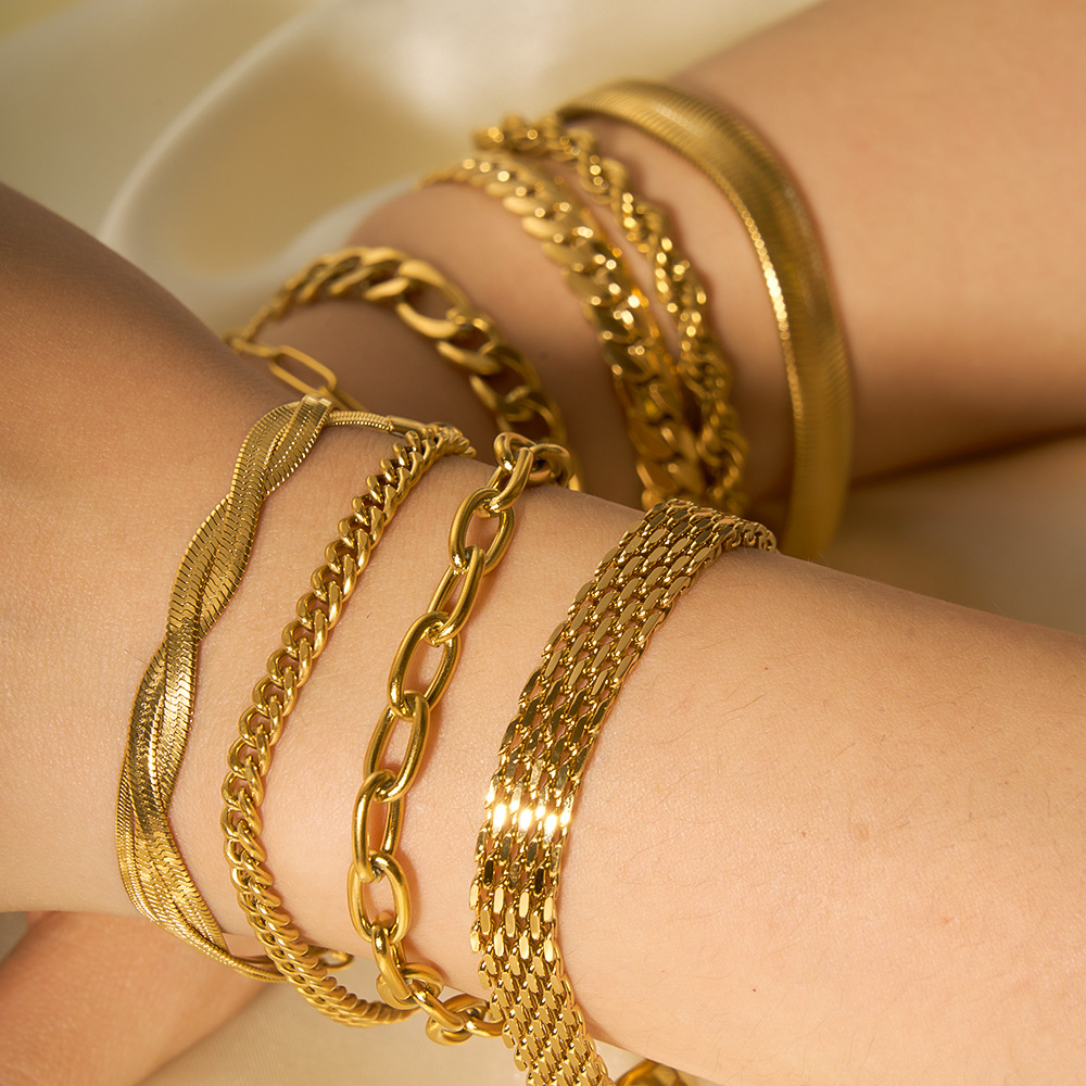 Titanium steel bracelet diy bracelet 18k gold plated stainless steel chain bracelet