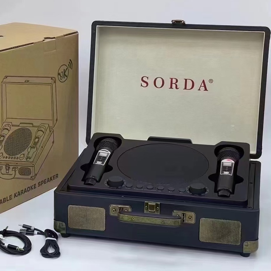 Bluetooth Speaker SD2109 Wood Box Portable Outdoor Wireless Dual Microphone K-Song Machine Home Children