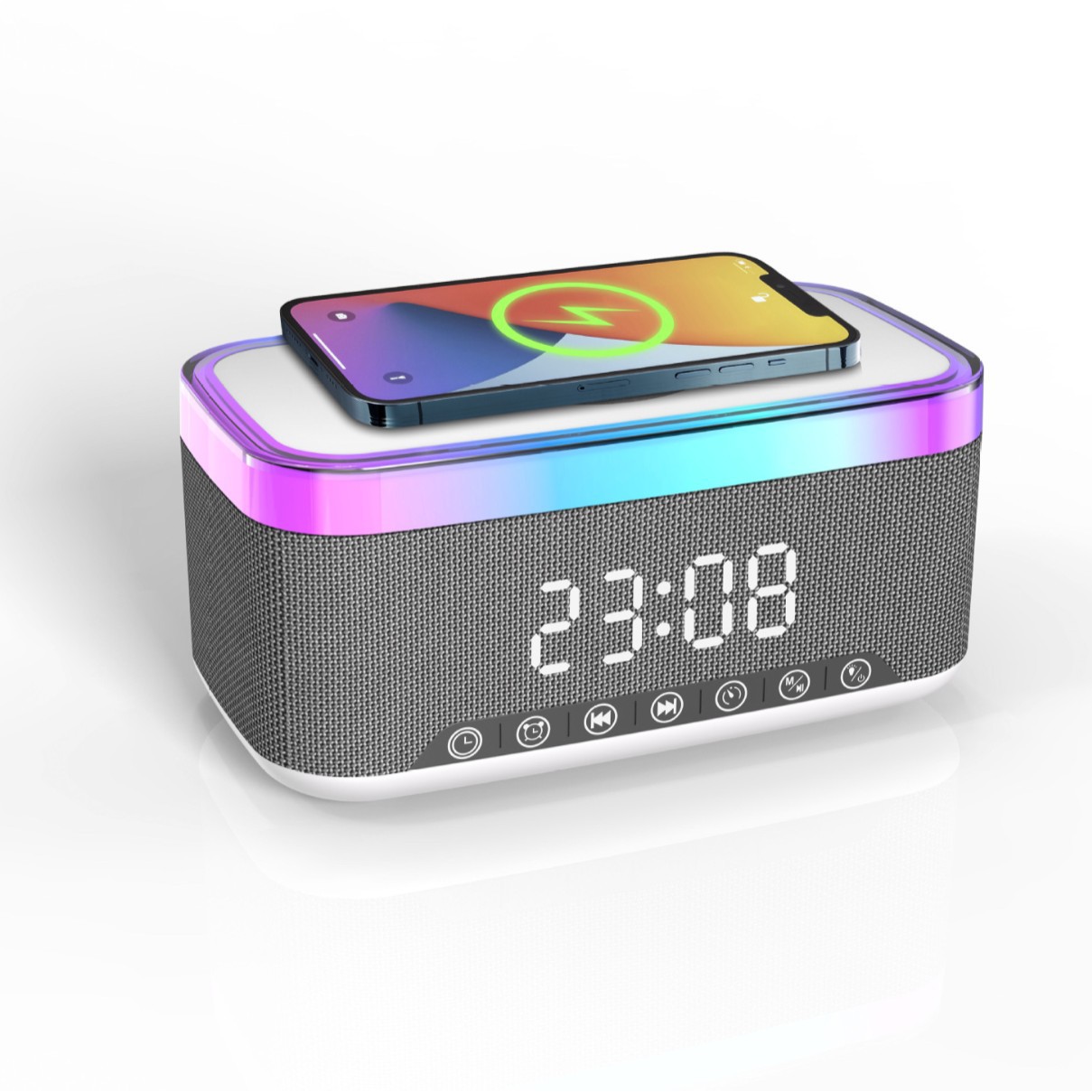 S300 clock alarm 15w wireless charging white noise high power Bluetooth speaker