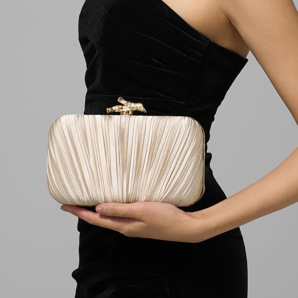 2025 New Pleated Clutch Evening Bag Banquet Bag Women's Celebrity Evening Dress Bag Wedding Evening Bag