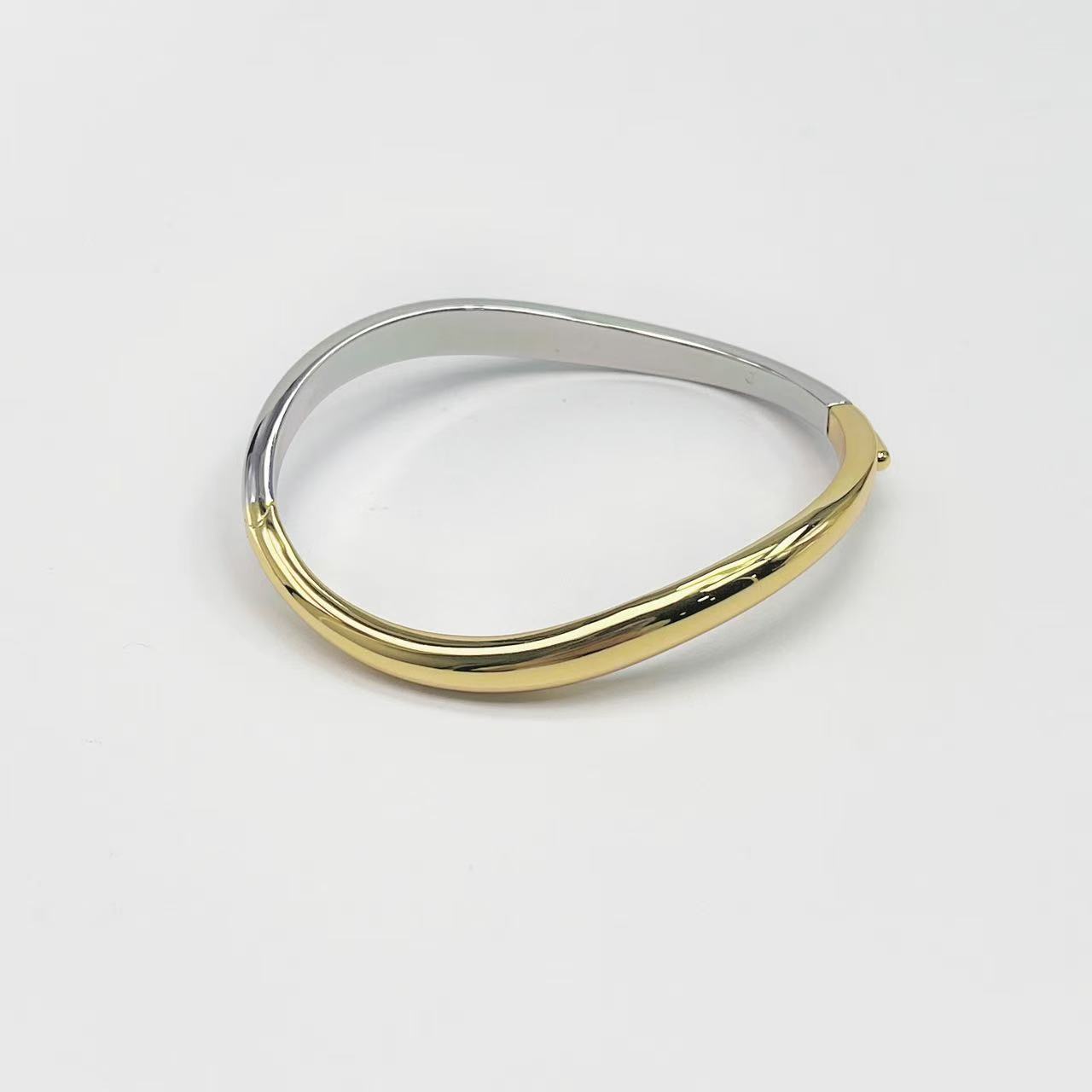 Gold-Silver Bangle S925 Silver and Copper Two Materials Niche Bracelet Gift Live Stream