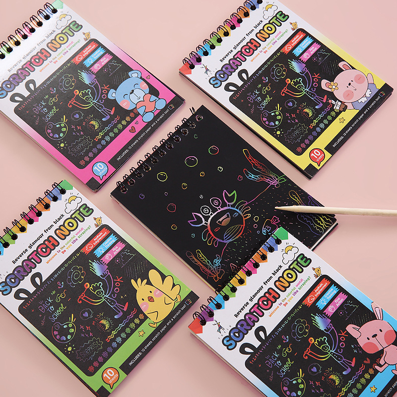 Children's colorful DIY scratch art graffiti scratch book kindergarten art scratch paper fun scratch book