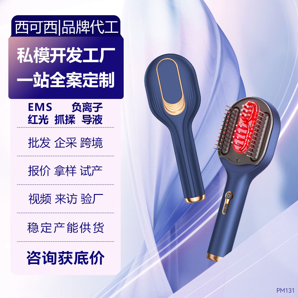 Electric Massage Comb Instrument Head Applicator EMS Vibration Red Light Hair Scalp Conduction Liquid Essential Oil Microcurrent Comb