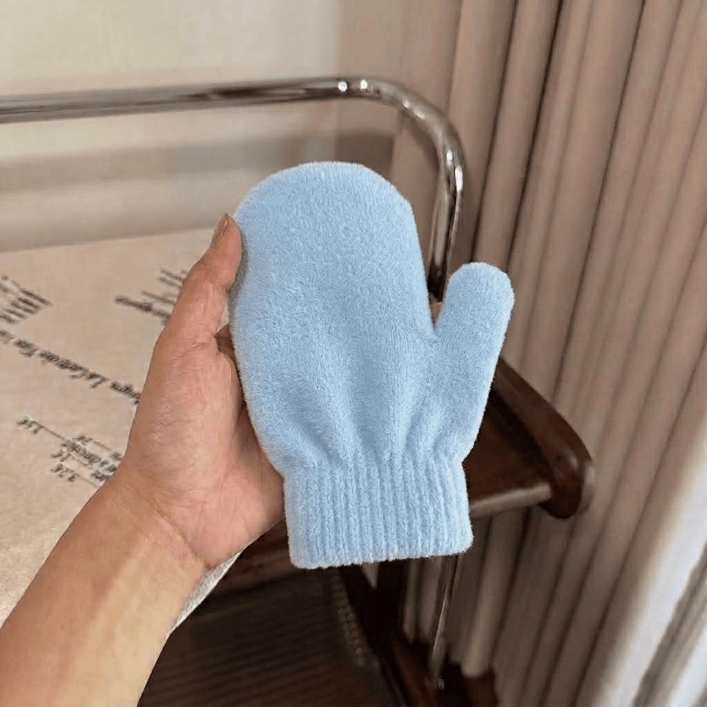 Winter Children's Crystal Velvet Warm Gloves Fleece-Lined Thickened Baby Full-Wrap Connected Anti-Scratch Gloves