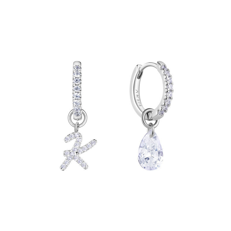 Exclusive Initial Letter Earrings AB Stud Earrings Original Design Ear Accessories