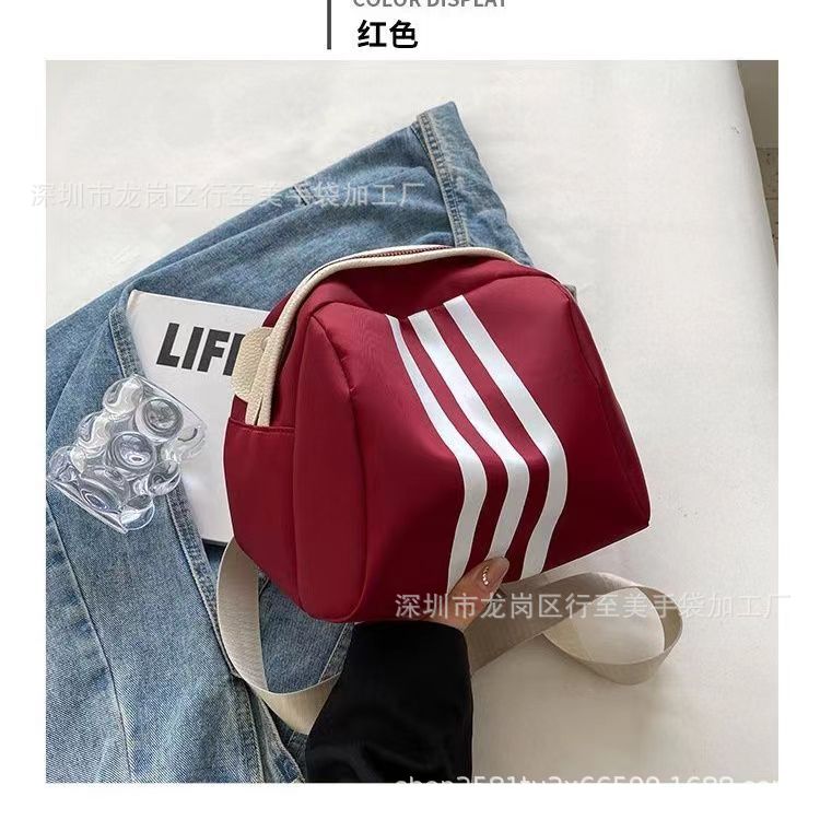 Support customization trendy small bag women new four seasons nylon wide strap crossbody bag bucket backpack