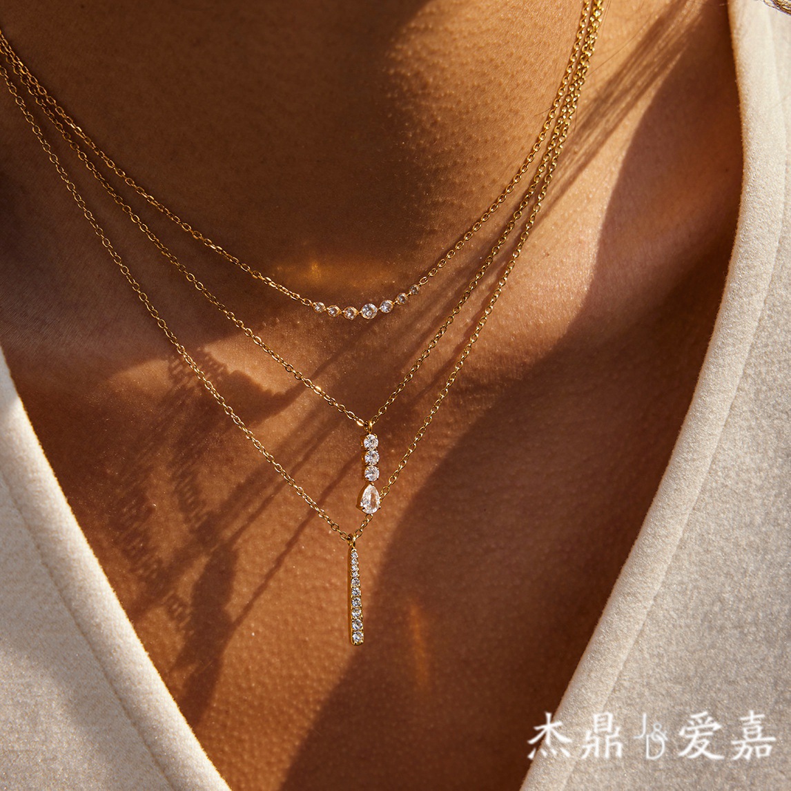 Jieding titanium steel zircon necklace niche jewelry women stainless steel earrings ear accessories