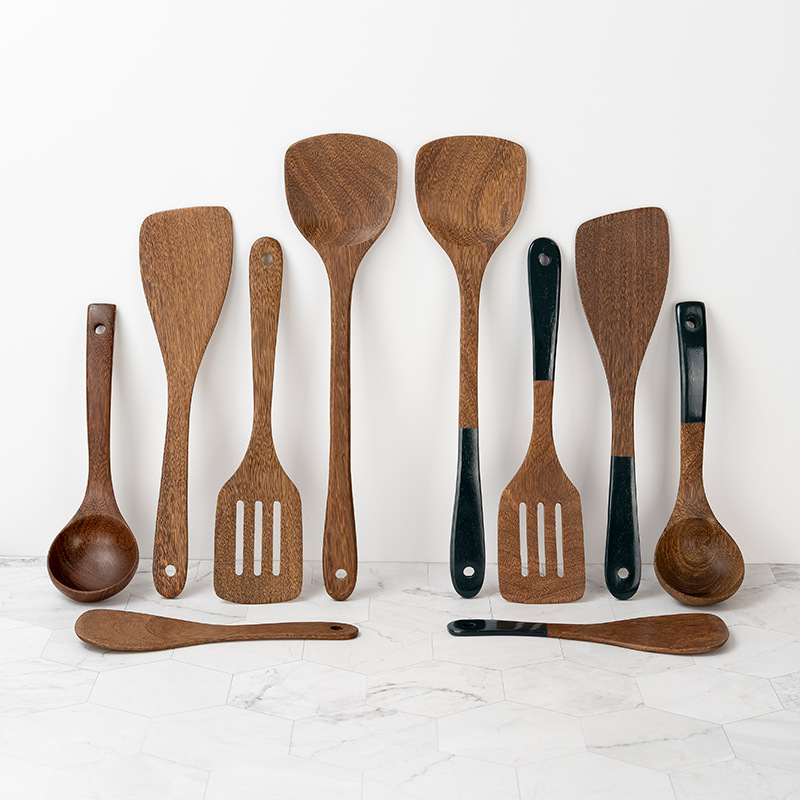 Natural Wood Long Handle Wooden Spatula Non-stick Pan Special Wooden Spatula Kitchen Tool Set Pan Factory Special Accessories