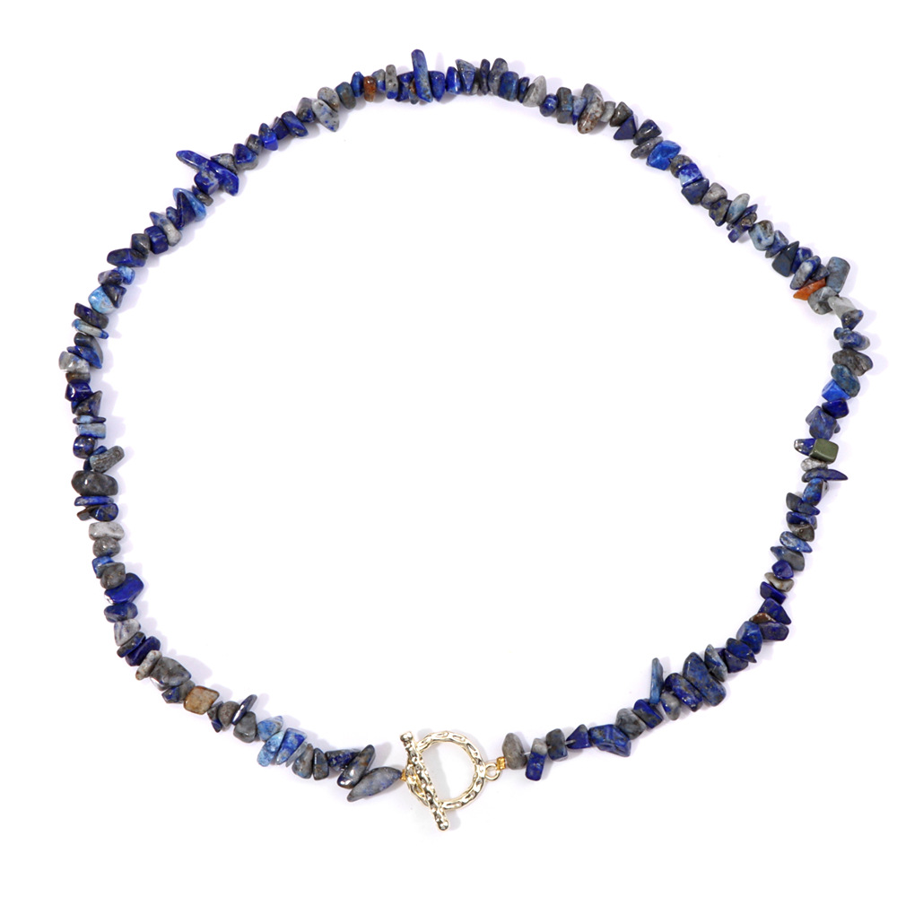 Crushed stone necklace for women irregular artificial stone beads OT clasp unisex necklace accessory