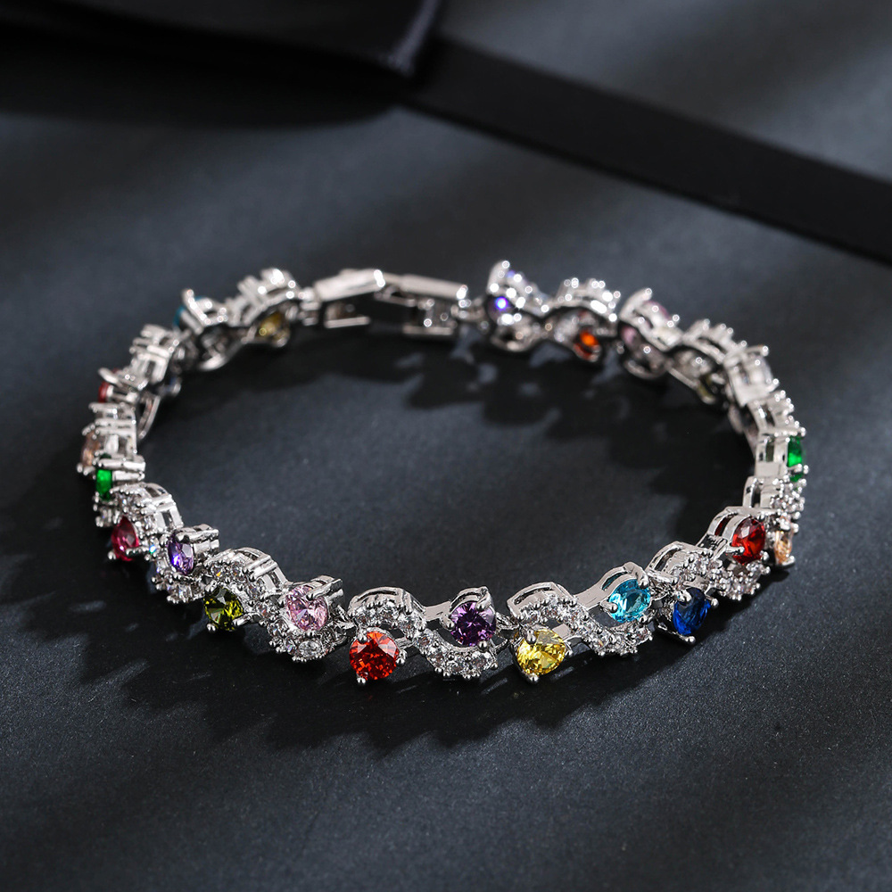 Rainbow crystal zircon bracelet popular full diamond party bracelet