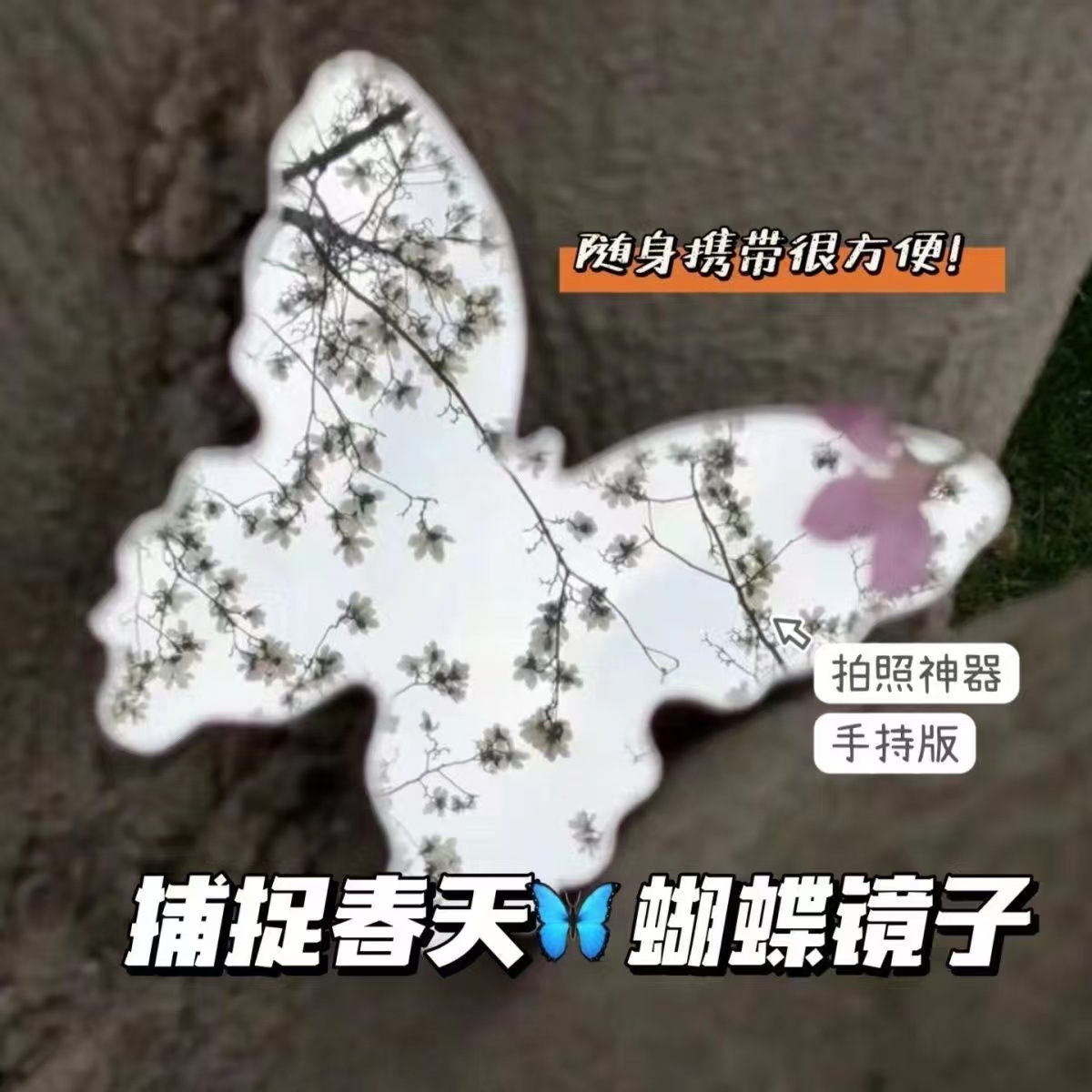 Butterfly Makeup Mirror Portable Acrylic Butterfly Mirror for Touch-ups and Photo Props