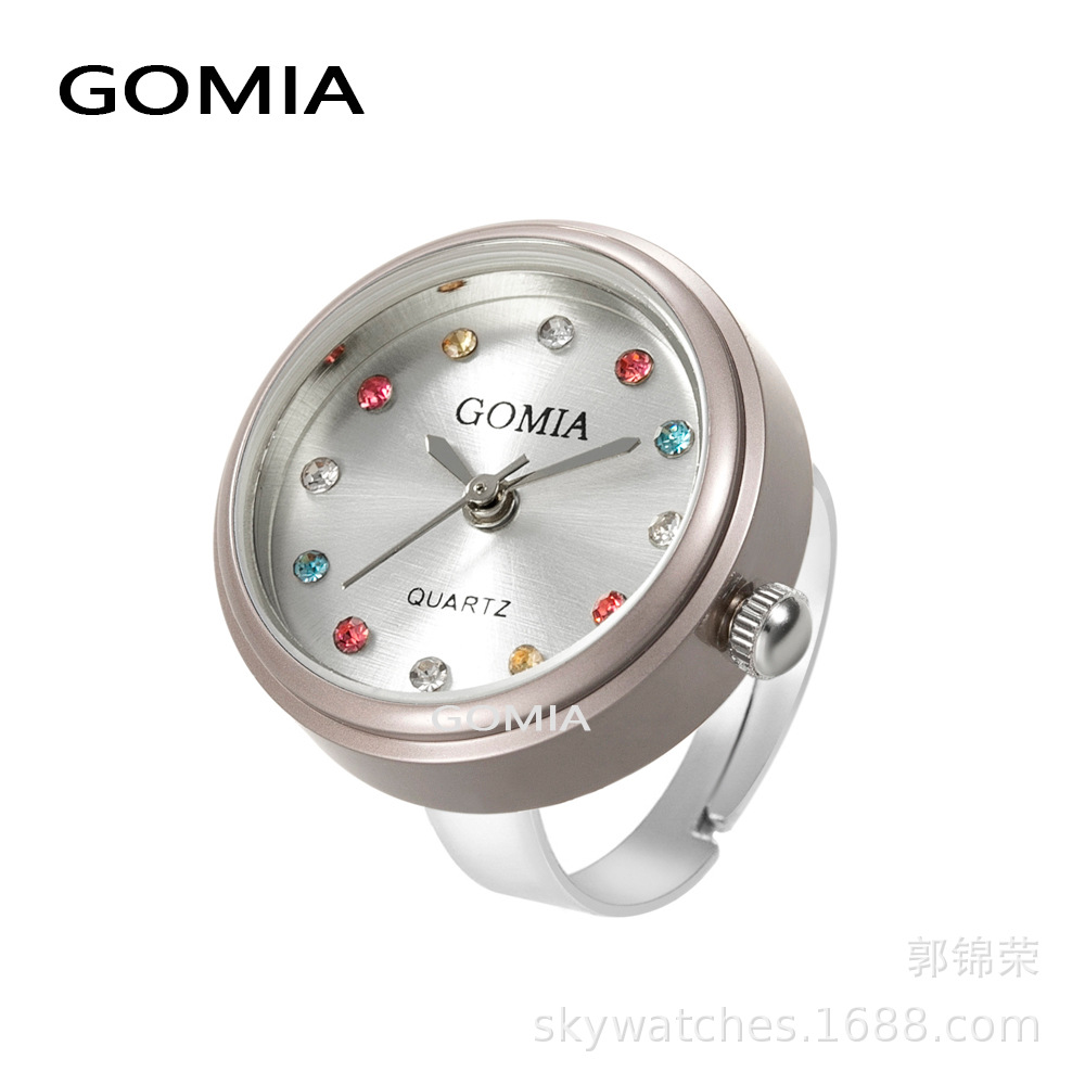 GOMIA Ring Watch New Colorful Diamond Mini Finger Watch Student Can Life Waterproof Watch