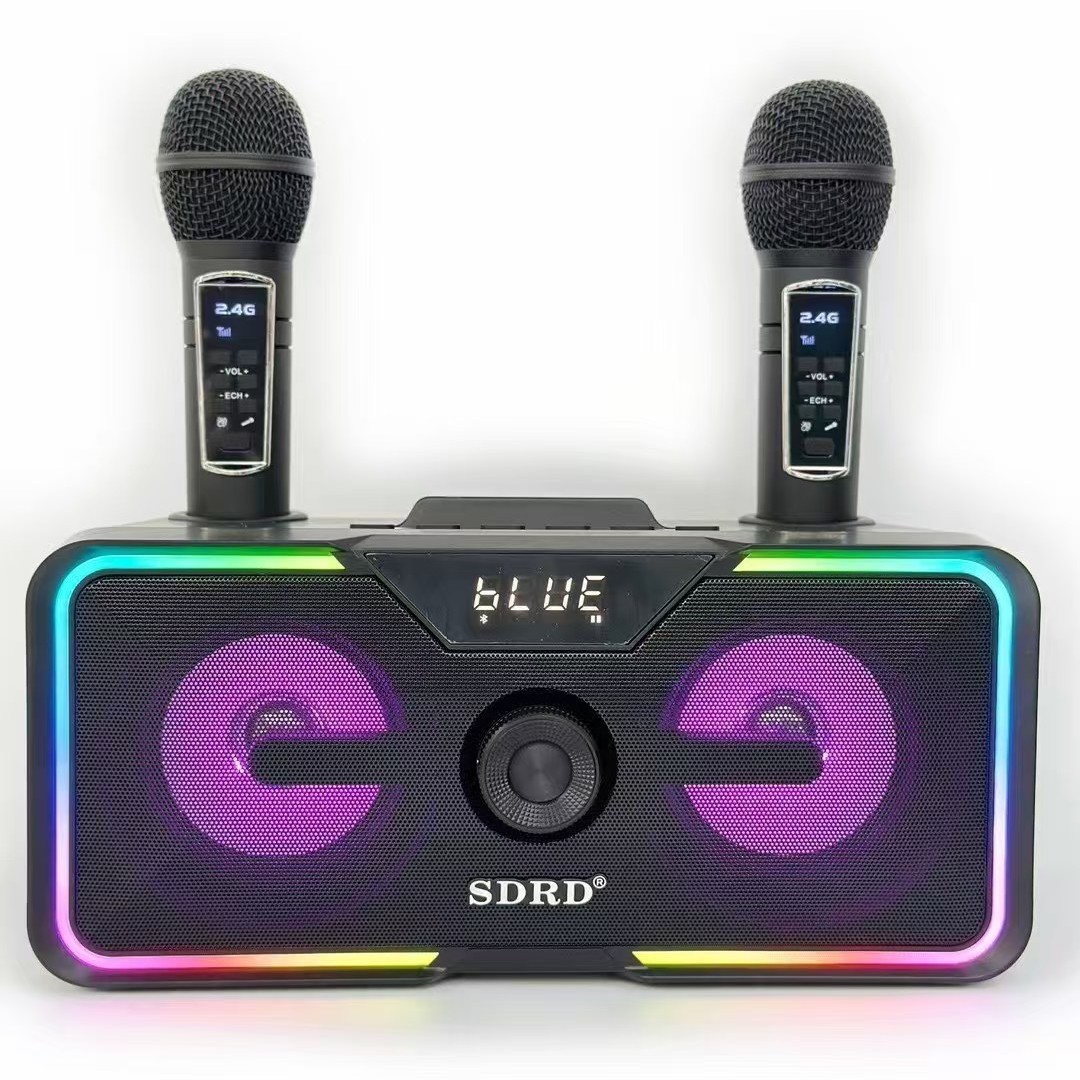 SD-215 Bluetooth Audio Wireless Karaoke Microphone Home KTV Speaker All-in-One Dual Mic RGB Light