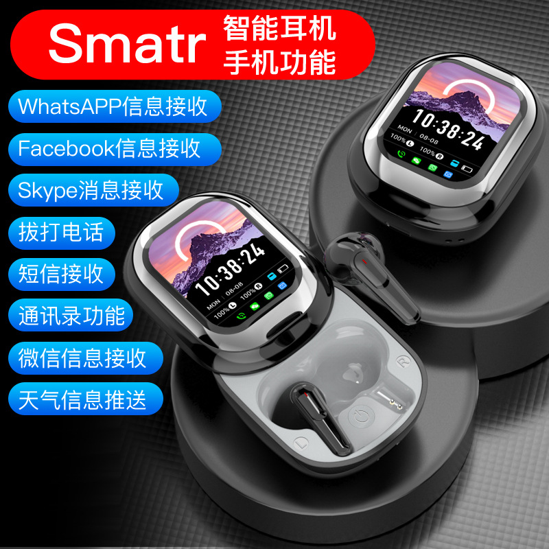 New TWS In-Ear Bluetooth Headphones with Screen, Noise Cancelling, Transparent Touch Screen SE-ONE