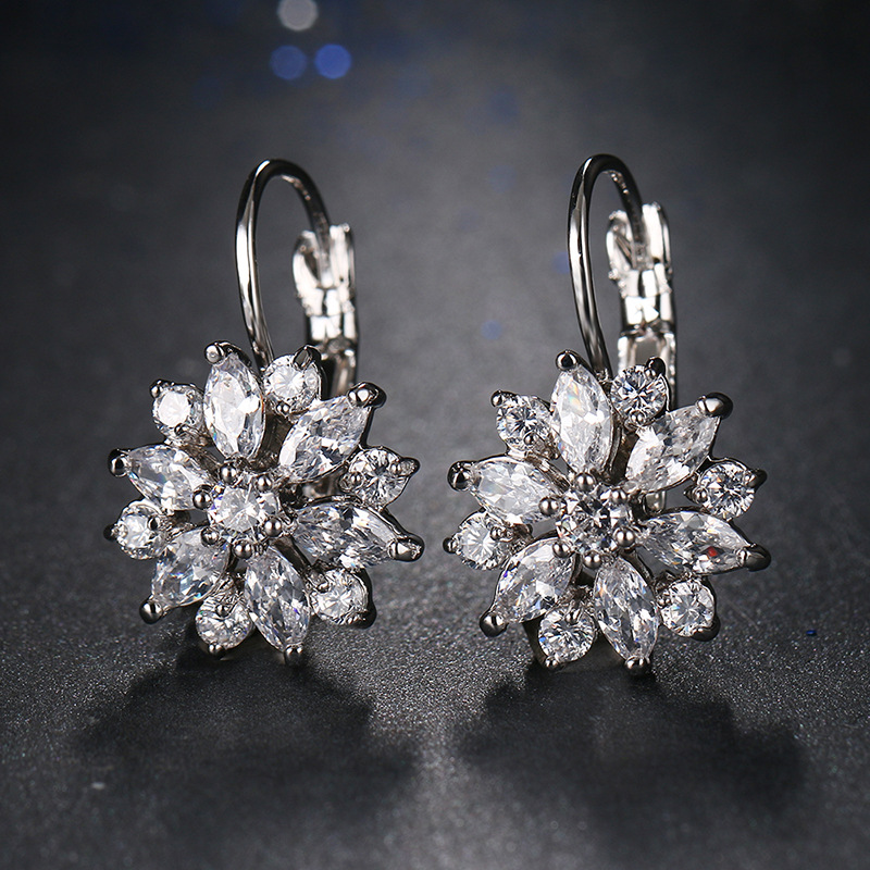 Dark night accessories ear cuffs, AAA colorful flower zirconia stud earrings, earrings, ornaments