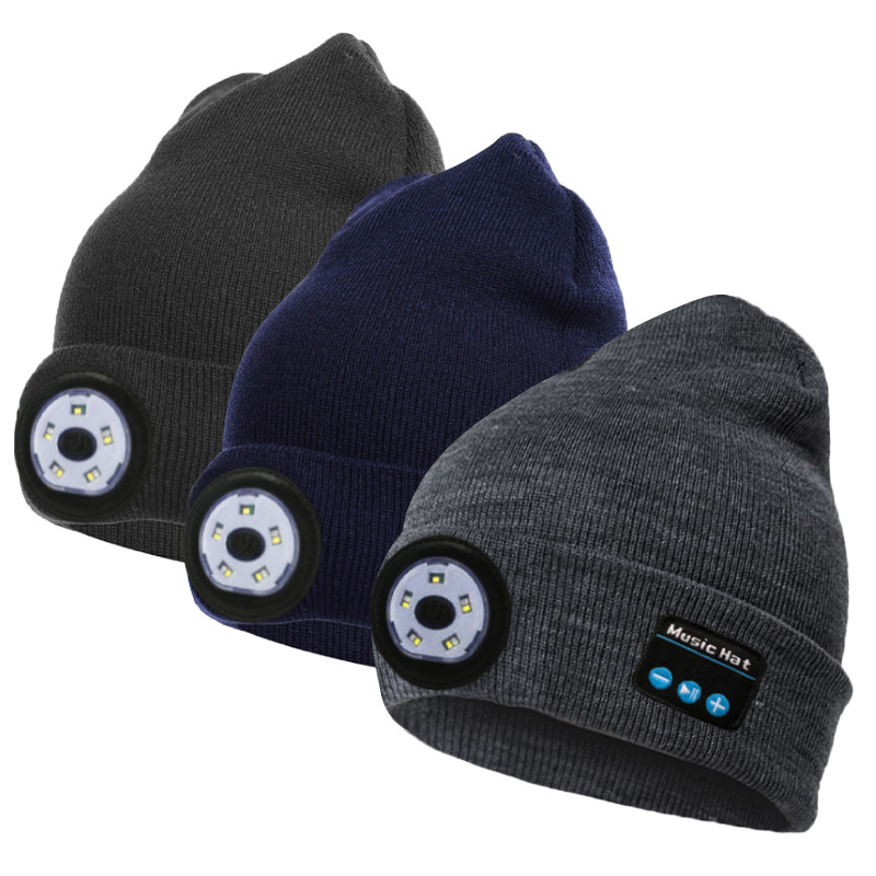 Wireless Bluetooth Headset LED Lamp Hat Night Running Lighting Red Blue Flashing Warning Light Hat Outdoor Night Running