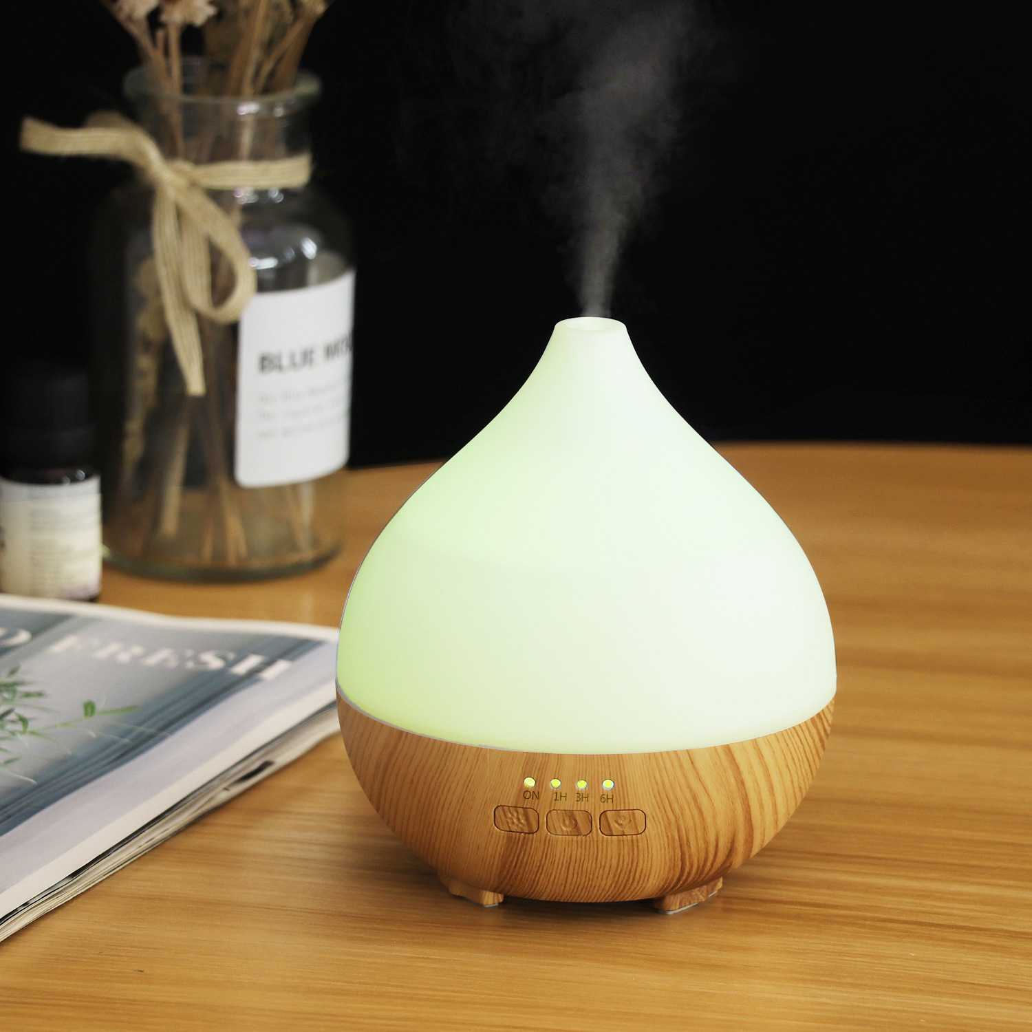Home Indoor Humidifier Essential Oil TYPE-C Aromatherapy Diffuser USB Portable 140ml Water Transfer Wood Grain Aromatherapy Diffuser
