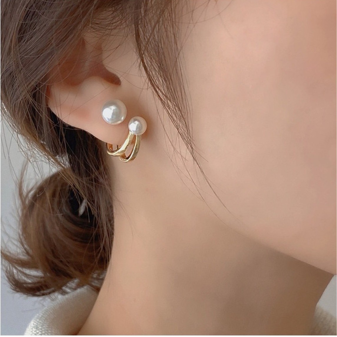 One or two wear natural freshwater pearl stud earrings niche minimalist ear accessories for women