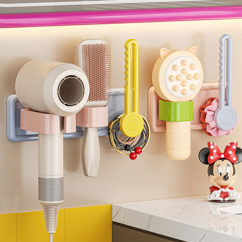 Hair Dryer Holder Lazy Bracket No-hand Fixed Rack Hair Dryer Wall-mounted No-drill Dopamine
