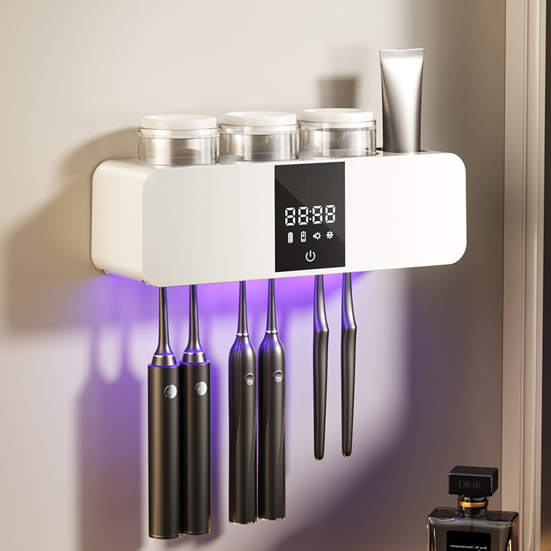 Wall-mounted sterilization smart toothbrush sterilizer UV air-drying toothbrush holder no-drill toiletries set with drying