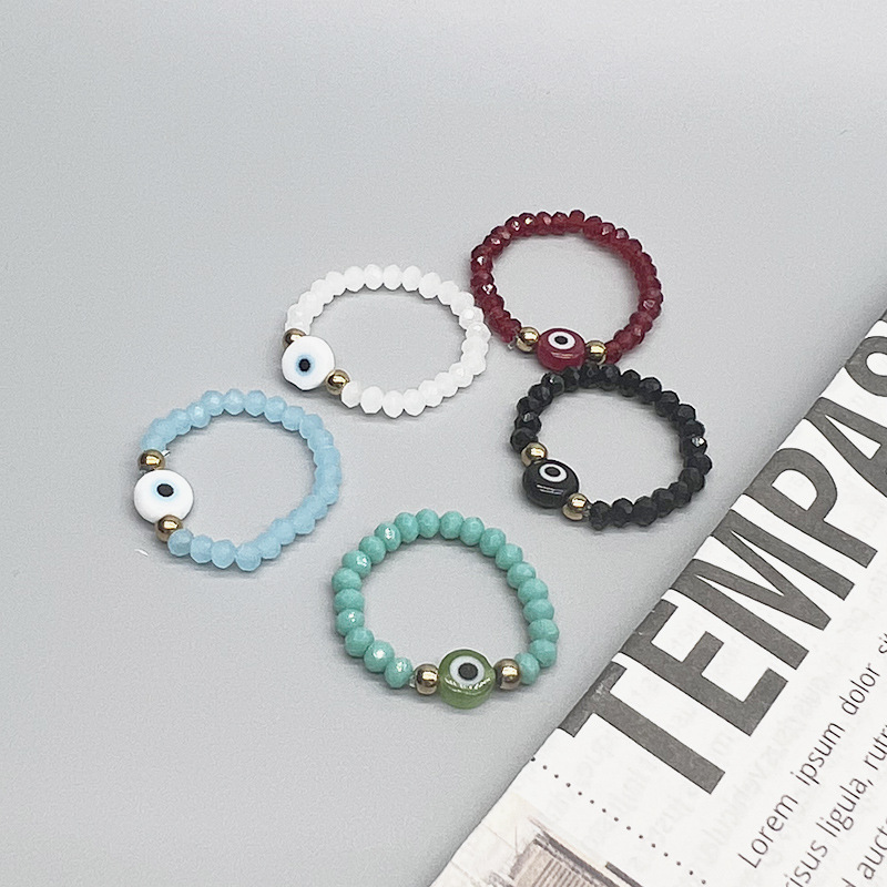 Fengxin Women's Fashionable Hand Accessories: Colorful Stretch Rings, Devil's Eye Rings, and Tail Rings