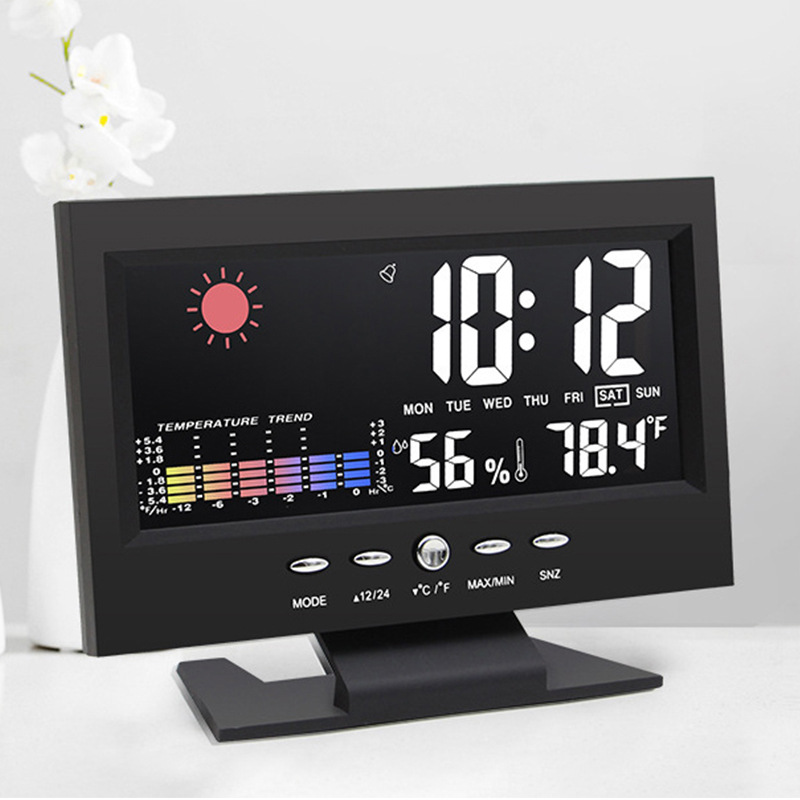 Smart Large Screen Perpetual Calendar Color Screen Weather Forecast Temperature and Humidity Electronic Clock Voice Control Alarm Clock Weather Clock