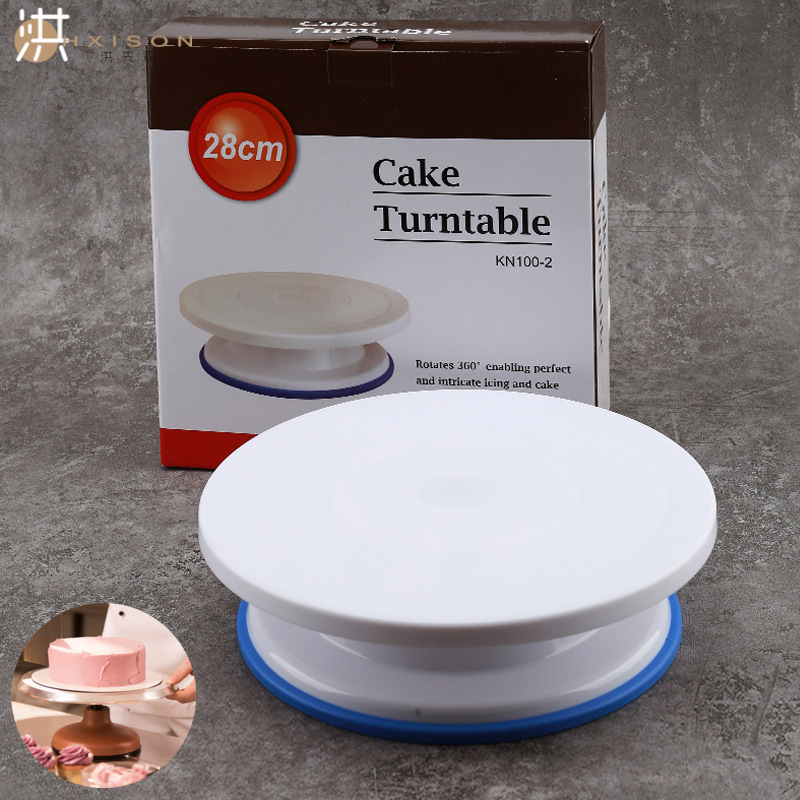 28cm cake turntable, piping stand, cream decoration rotating stand, plastic turntable, cake cream piping baking tool