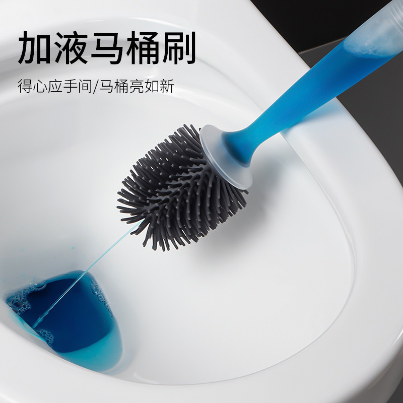 New Bristle Toilet Brush with Base, Toilet Cleaning Brush Set, Bathroom Long Handle Plastic Brush