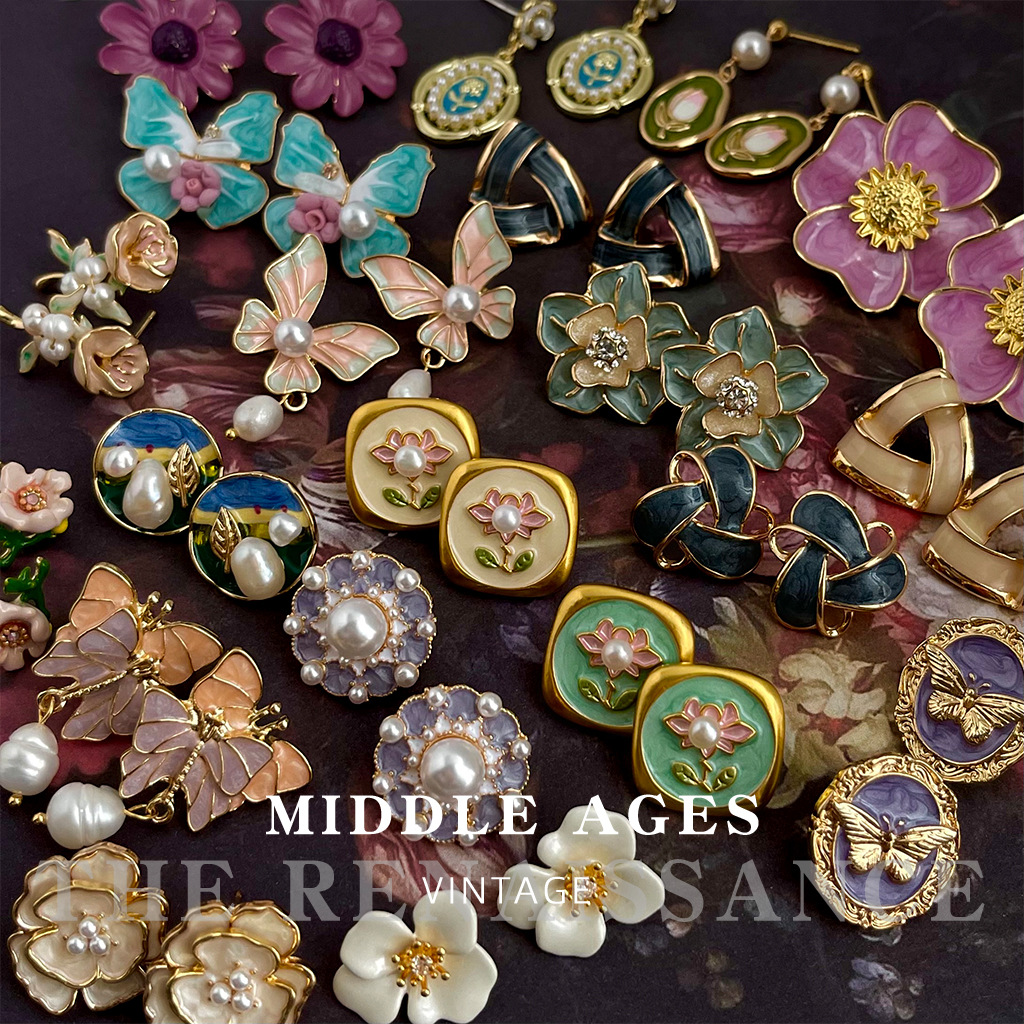 Vintage Retro Enamel Drop Butterfly Earring Collection Oil Painting Style Earrings Ear Accessories