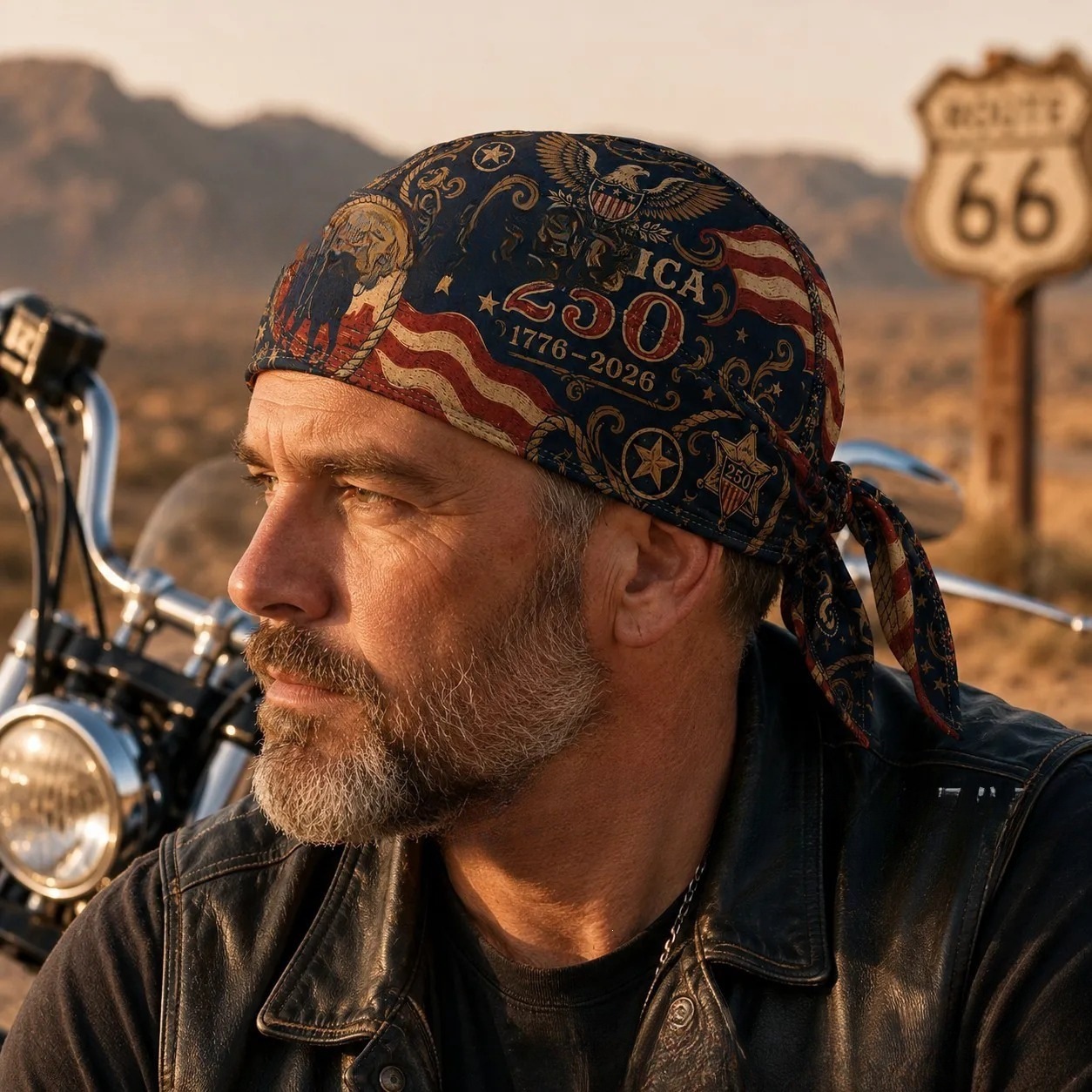 250 Cycling Pirate Hat Biker Headwrap Anniversary Motorcycle Headwrap