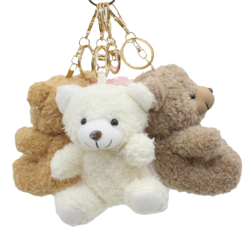 New Cartoon Curly Teddy Bear Plush Keychain Bag Charm Phone Case Decoration Doll Toy