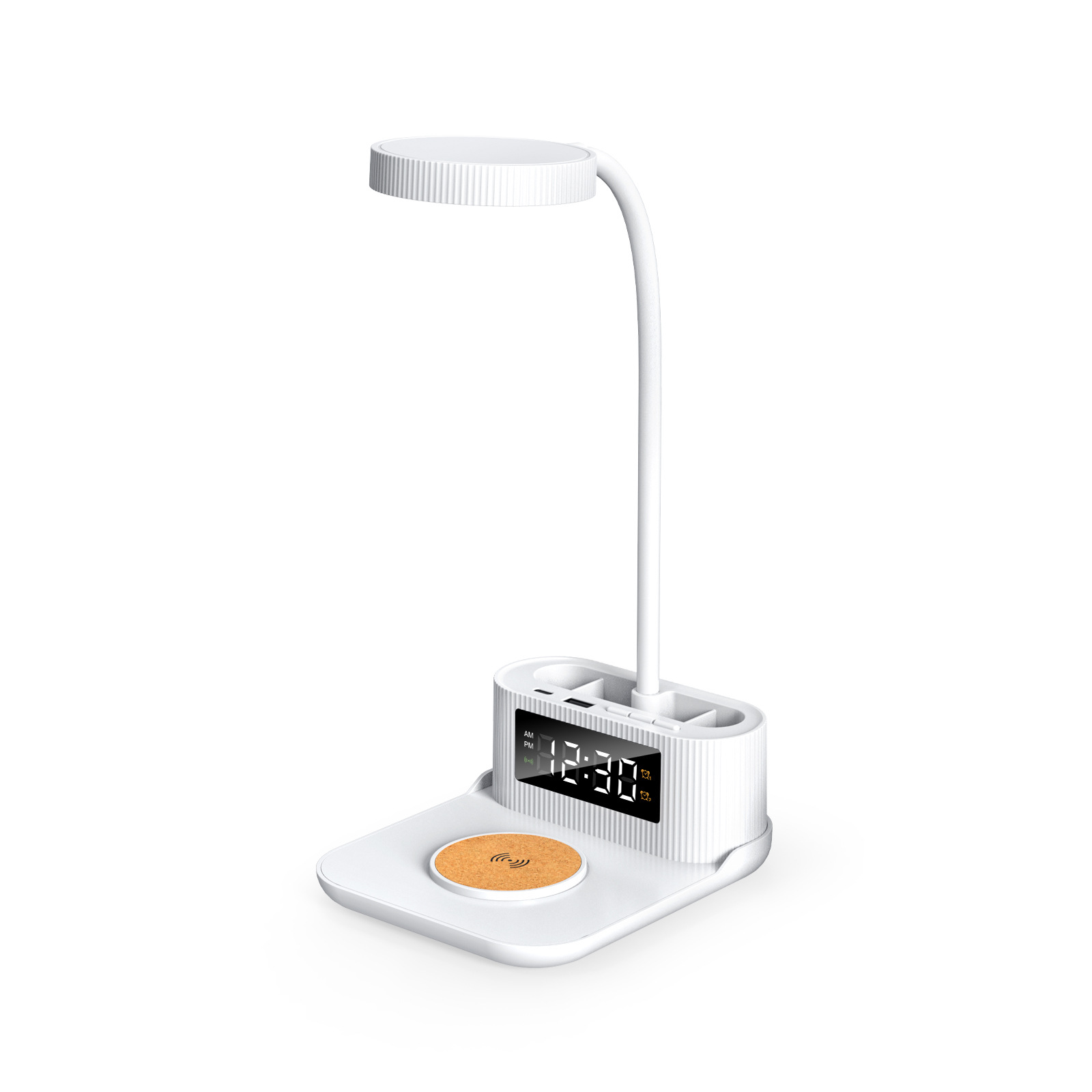 New with Alarm Multifunctional Bedside Lamp Wireless Charger with Clock Pen Holder Desk Lamp 15W Wireless Fast Charging