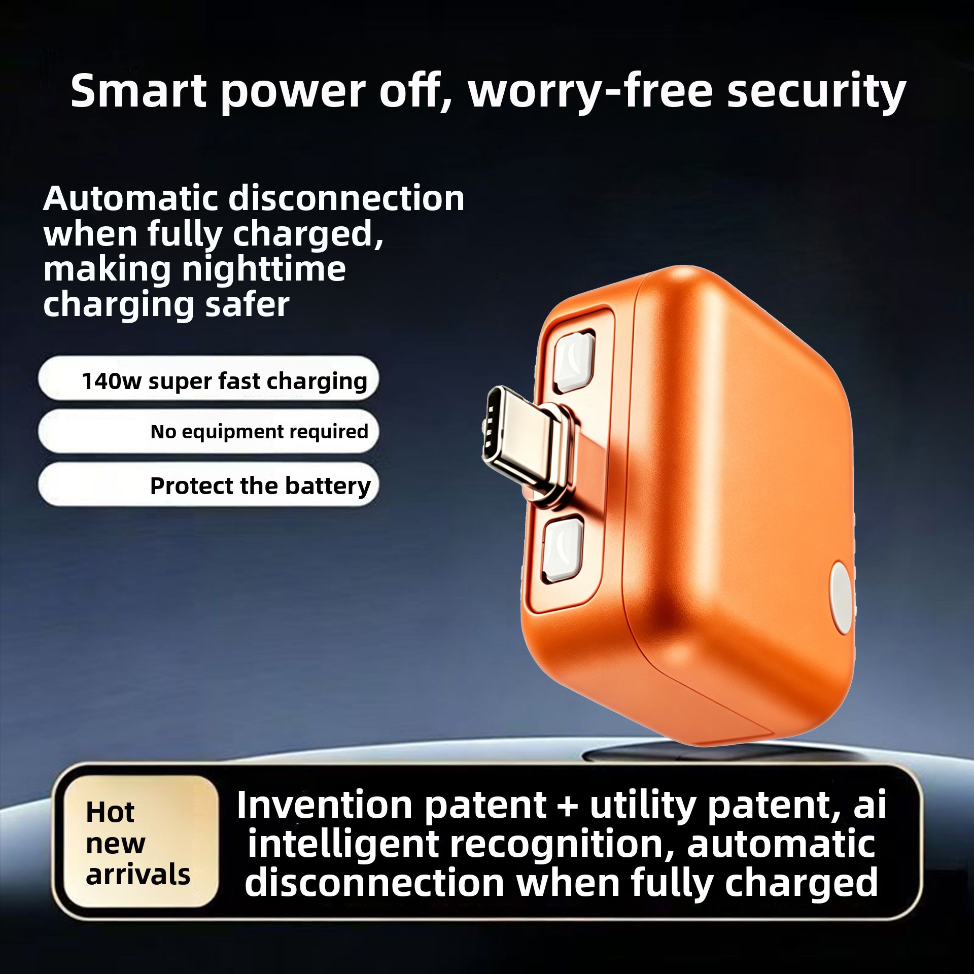 Full charge separator intelligent power-off pull-out charger compatible with Apple Huawei Type-C mobile phone tablet computer