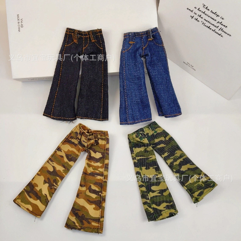 New Cute Long Leg KT Camouflage Blue Wide Leg Jeans [Doll Not Included] Backpack Pendant Accessory Decoration