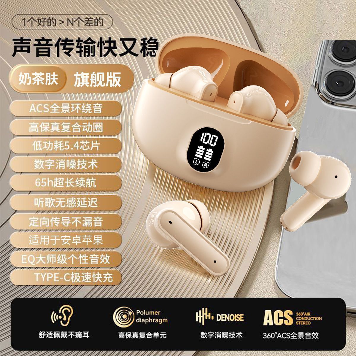 【Berlin Sound】New Bluetooth Earbuds Long Battery Life Music Sports Running High Sound Quality In-Ear 895B