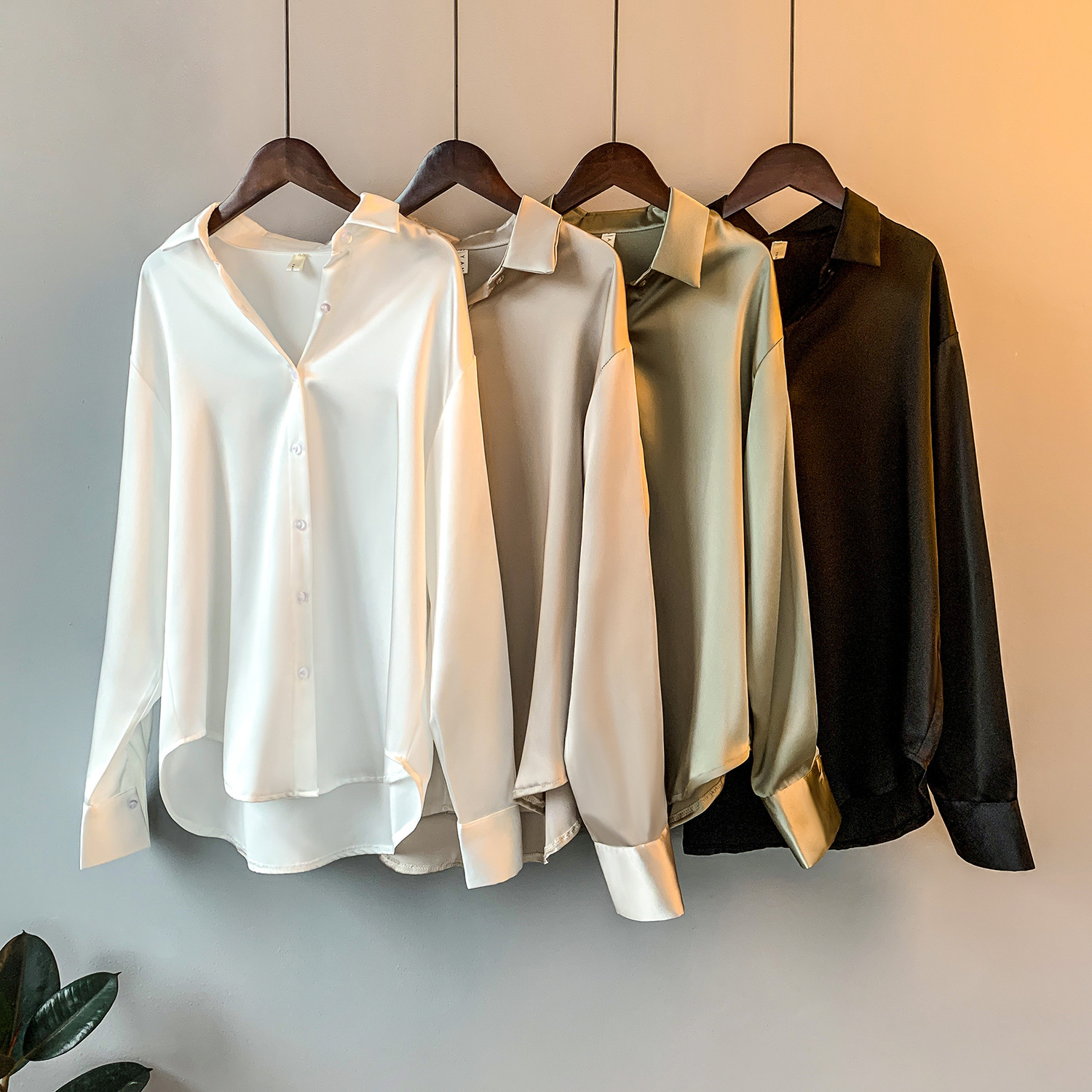 Long Sleeve Satin Shirt Women Niche 2024 Spring/Summer Sun Protection Hong Kong Style Blouse Top