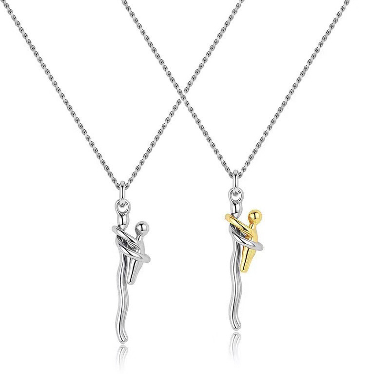 New Child Hug Necklace Two-Tone Pendant Mother's Day Father's Day Memorial Gift Necklace