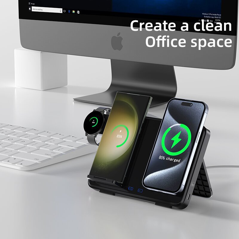 New multifunctional three-in-one foldable wireless charger, suitable for Apple and Samsung phones