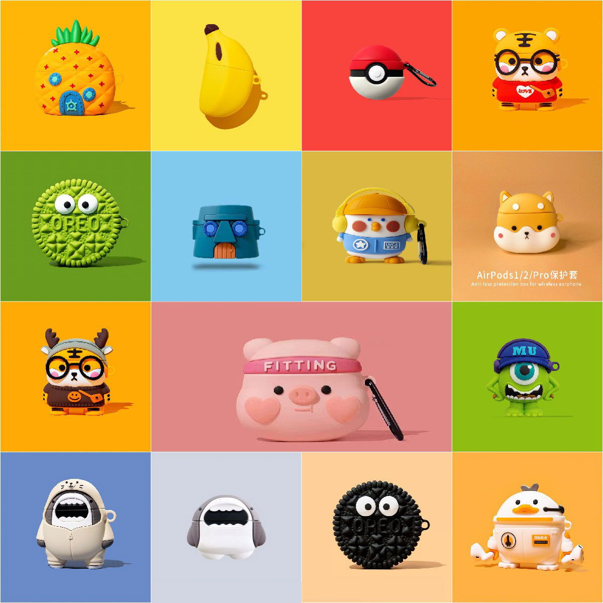 Cartoon silicone protective case for AirPods 3/2/Pro, anti-drop earphone case, compatible with AirPods Max
