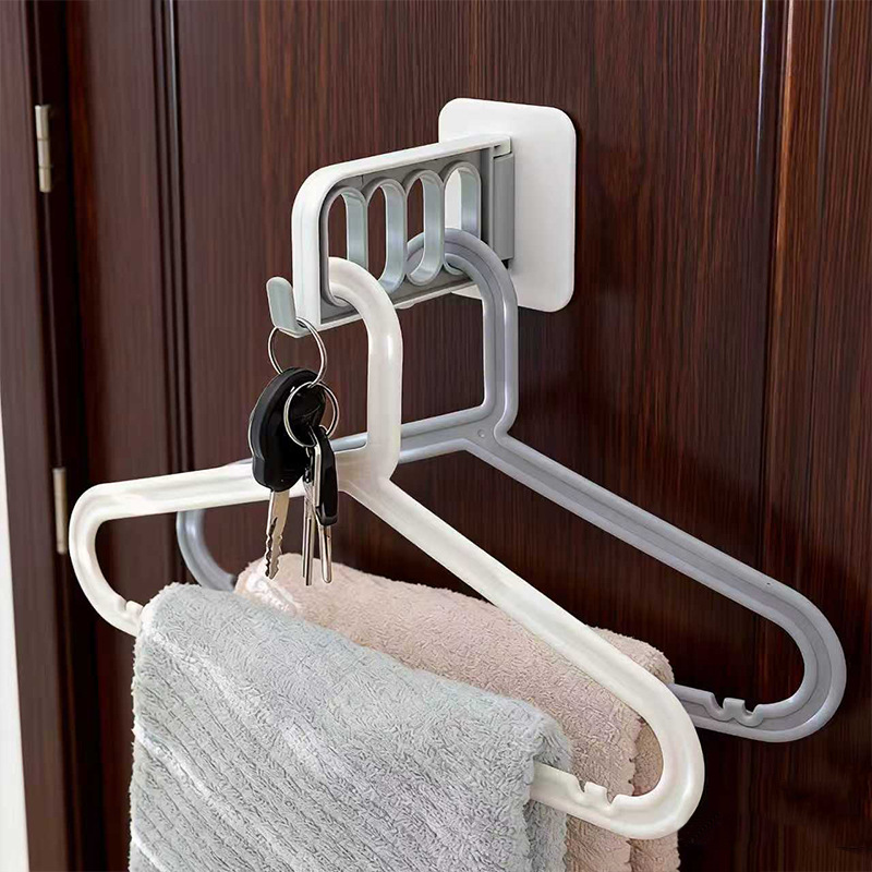 Clothing storage hook foldable hanger, household invisible clothes hook, plastic wall-mounted rack
