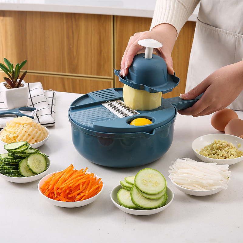 Multifunctional nine-in-one vegetable cutter set, 12-piece grater, potato and carrot shredder, household vegetable cutter