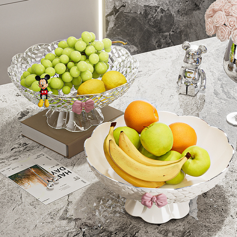 Fruit plate living room coffee table snack plate dried fruit crystal fruit bowl snack plate drain plate