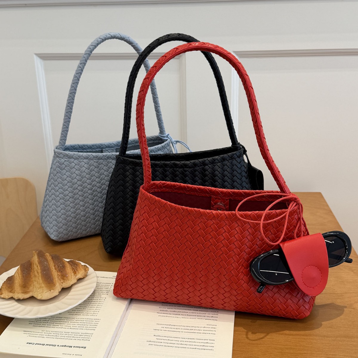 Niche Hand-Woven Underarm Bag Women Casual Handheld Mother-Child Bag Large Capacity Single Shoulder Bag Women Bag