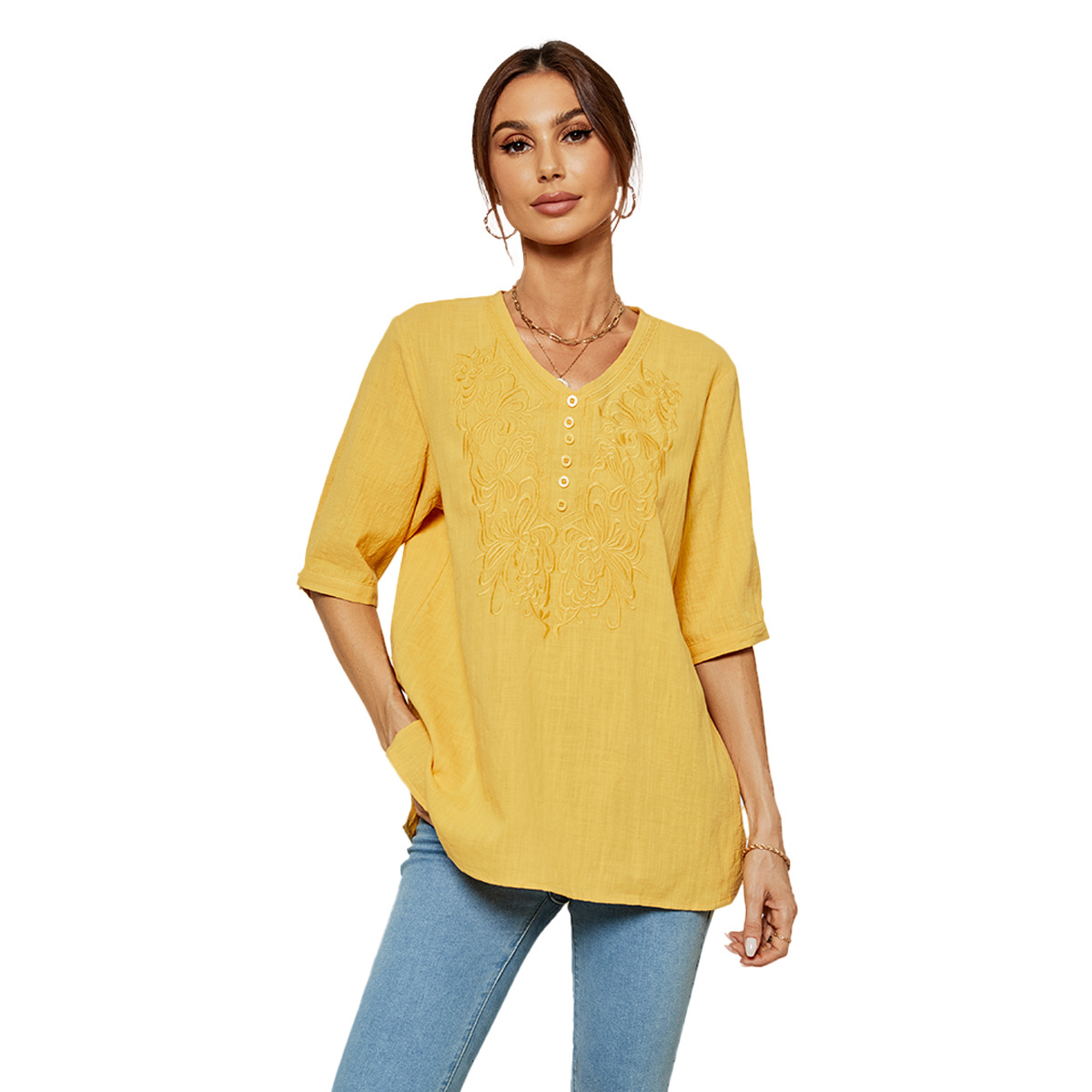 Loose shirt women's spring summer women's embroidered shirt ebay